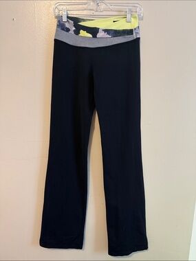 Vintage Lululemon Black Yoga Pants with Neon Accent